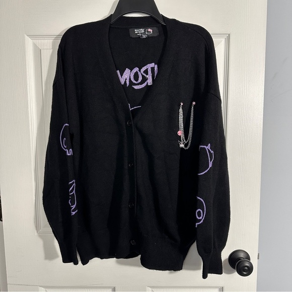 Hello Kitty & Friends x Forever 21 size M knit Kuromi chain cardigan - Picture 1 of 14